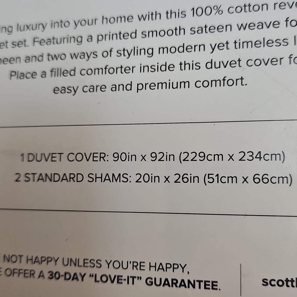 Scott Living Channing Cotton Sateen 3-Piece Duvet Set Queen NWT - Picture 8 of 9